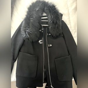Zara XS coat with faux fur hood